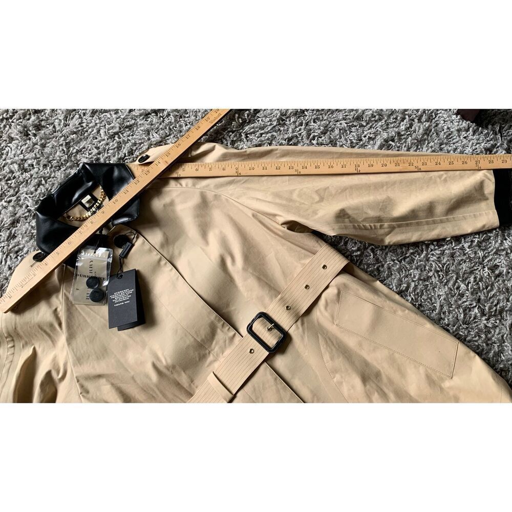 NEW NWT BURBERRY LONDON tan LEATHER COLLAR Trench Coat Jacket sz US 10 - Picture 14 of 15